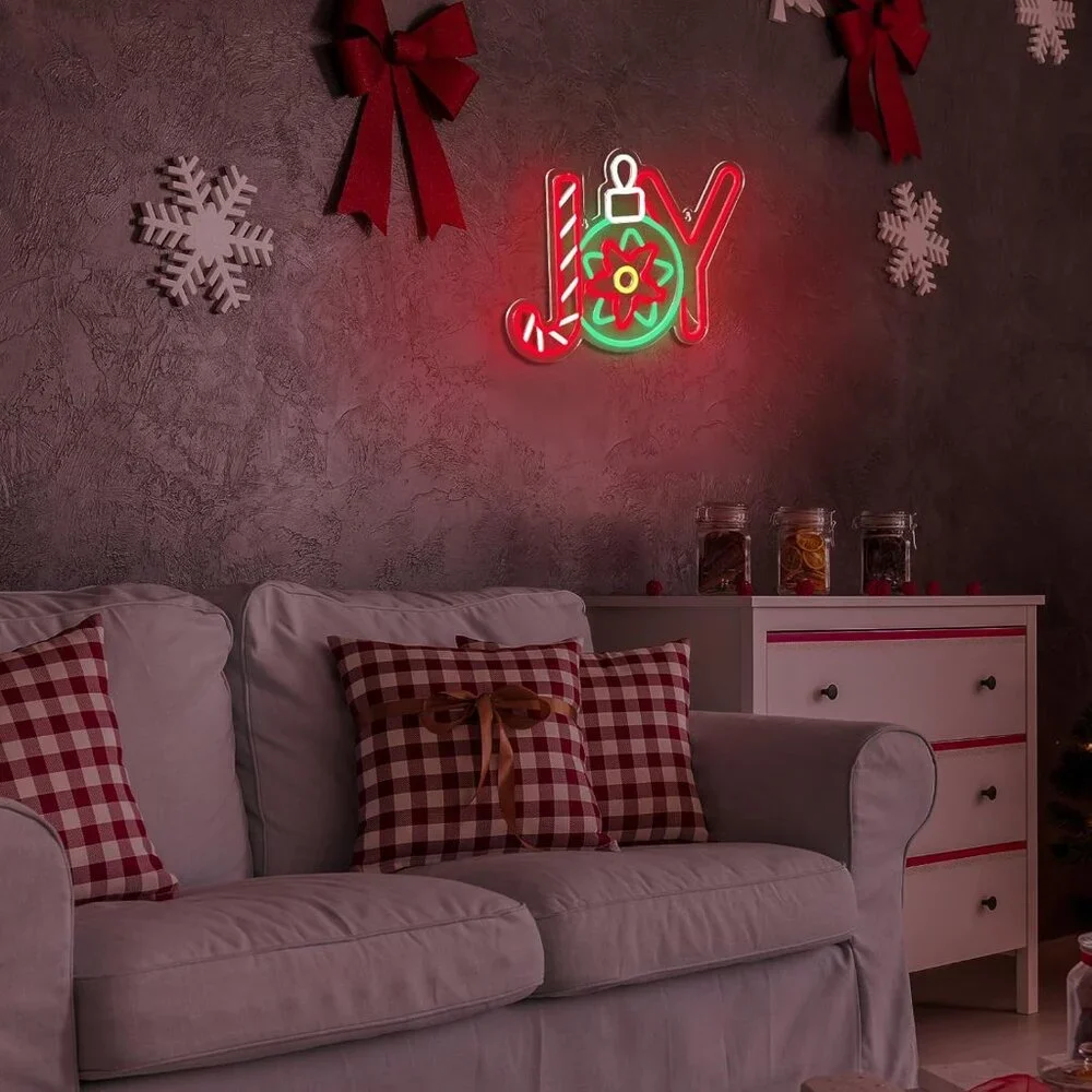 Christmas Joy Neon Sign Led Candy Dimmable Light Up Sign for Party Kids Gift